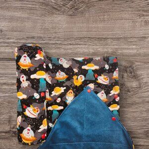 Eco-Friendly Reusable Paper Towels in Space Chickens and Eggs Print